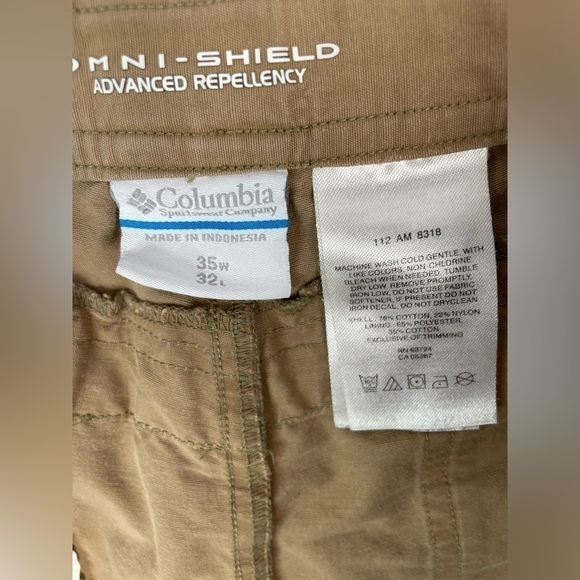 Columbia Pants Mens 35" x 32" Omni Shield Advanced Repellency Hiking Outdoors - Picture 2 of 6